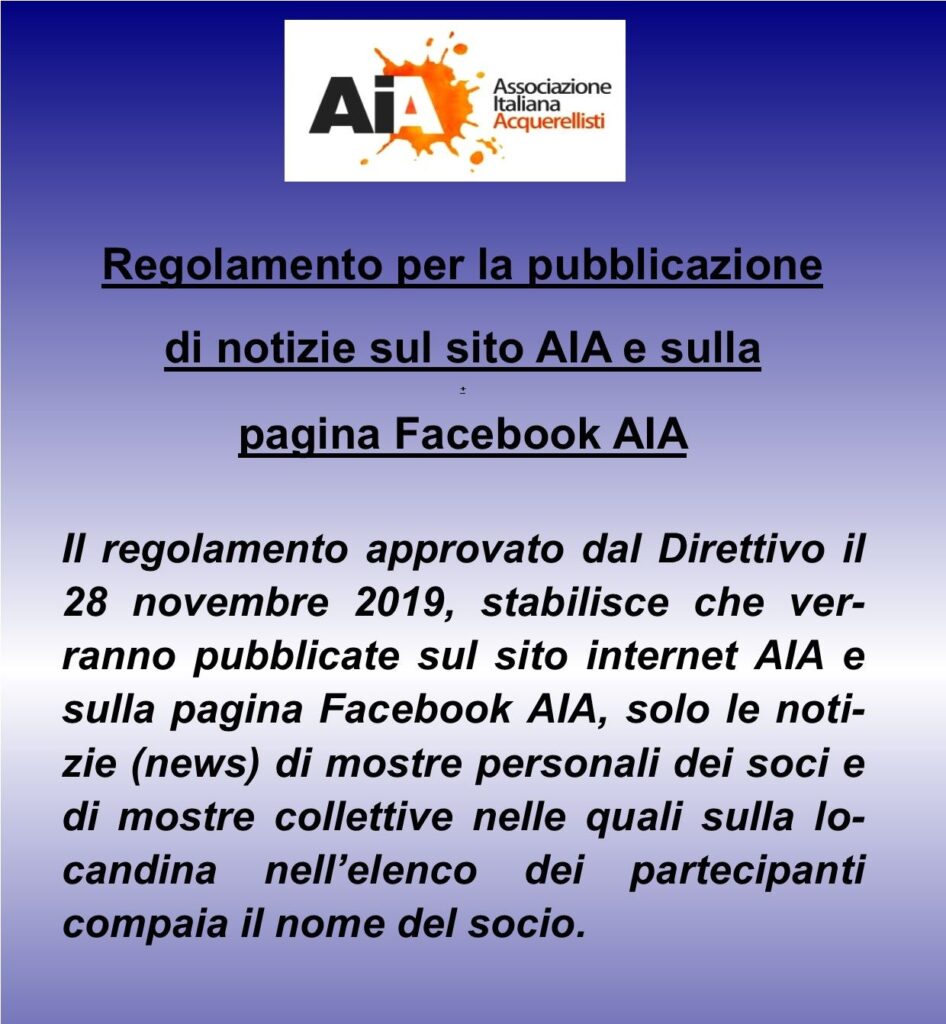 Regolamento per la pubblicazione di notizie sul sito AIA e sulla pagina Facebook AIA